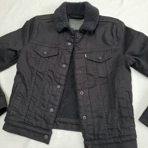 Women's Black Sherpa-Lined Denim Jacket